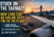 Airplane waiting on the airport tarmac at sunset with the three-hour domestic and four-hour international tarmac delay limits highlighted.